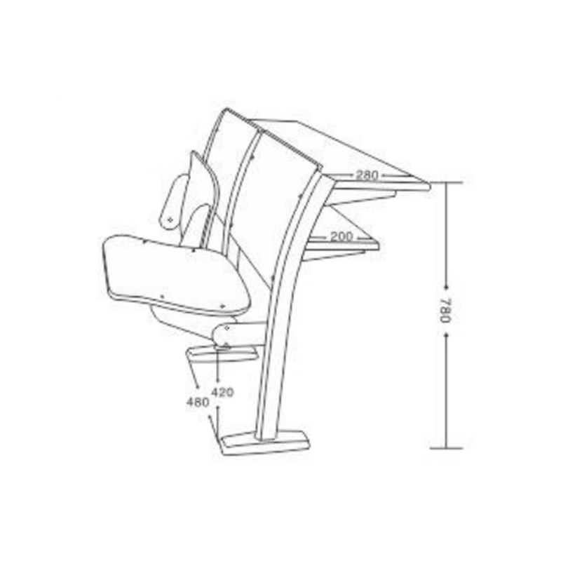 UC-A4304 Пластиковая складная скамья для лекционного зала