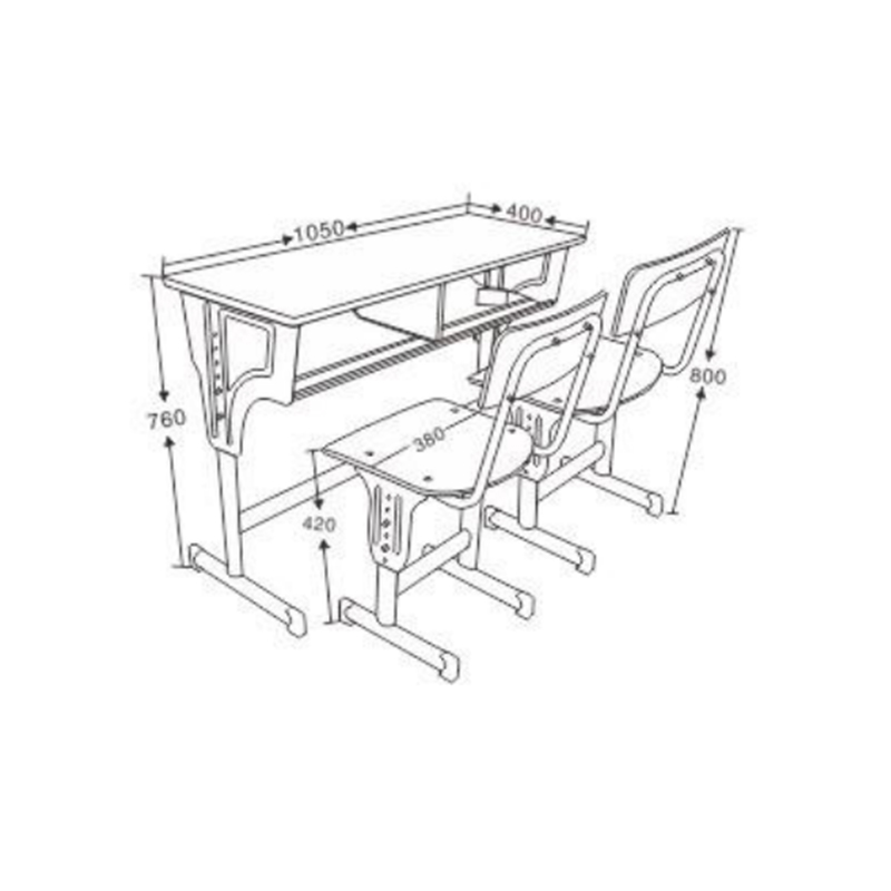 UC-A2601 Двухместные столы и стулья для класса из искусственной древесины